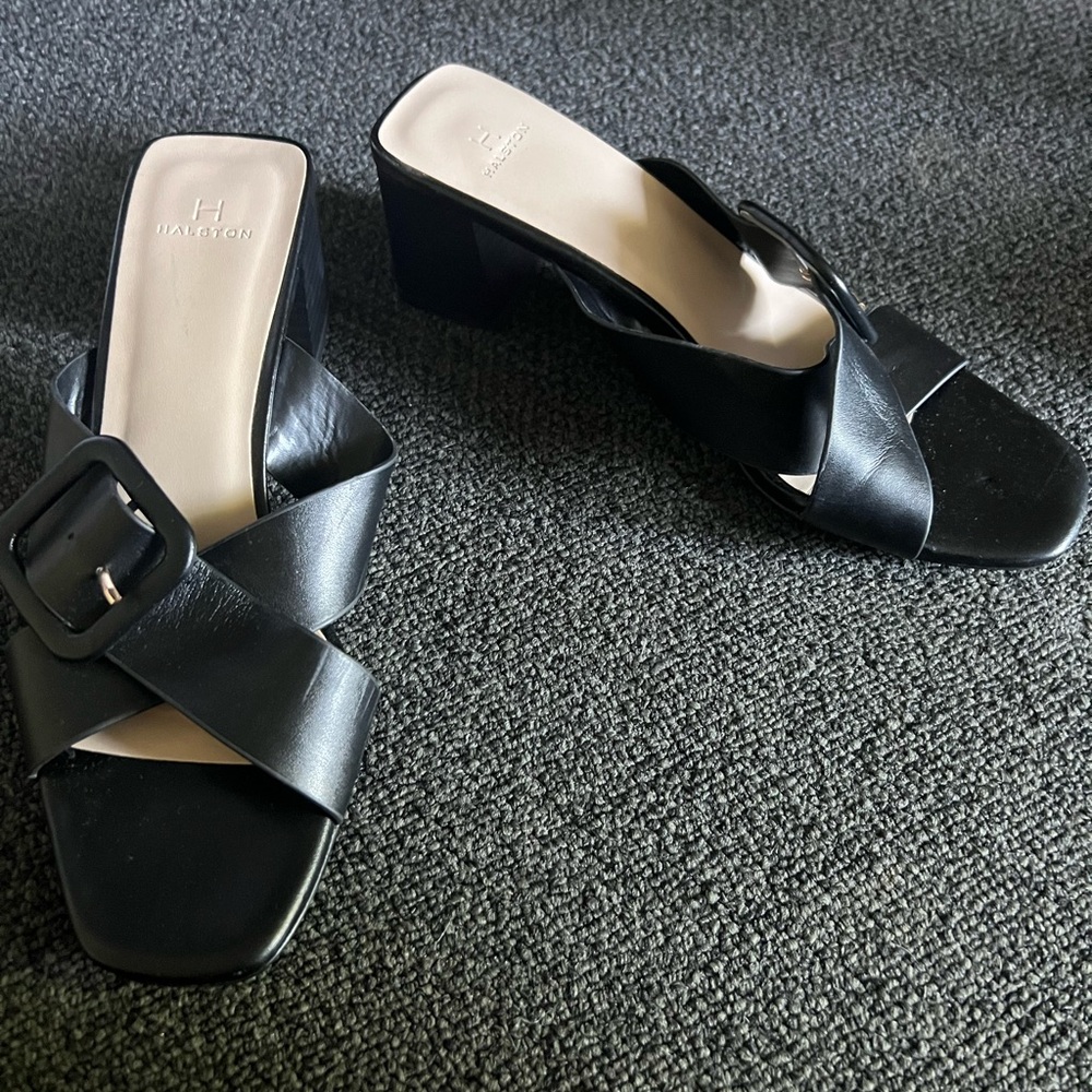 Halston Block Heel Sandals